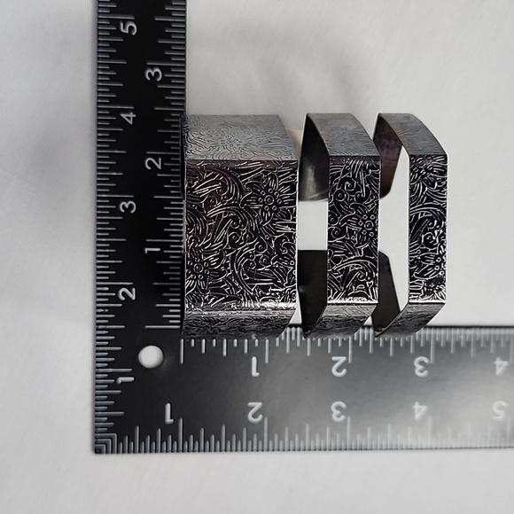 2) Gunmetal and Rose Gold Open Cuff Embossed Bracelet New - Picture 5 of 6